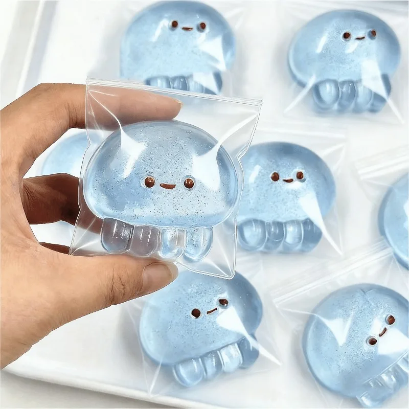 1Pc Elastic Jellyfish Fidget Toy Squishy Stress Relief Anxiety Calm Relaxing Desktop Decor Ornament Cute Small Gift Bag Filler C
