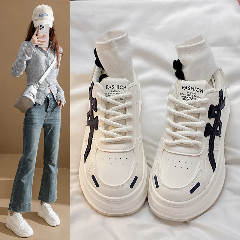 

Breathable Knit Platform Sneakers for Women 6.5cm Thick Sole Comfortable Walking Shoes Non Slip Fashion Athletic Footwear