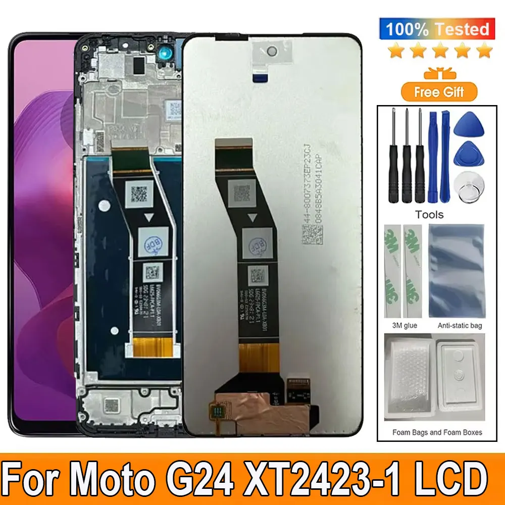 6.56“ For Motorola Moto G24 LCD Display Touch Panel Digitizer Assembly Screen Replacement For Moto G24 LCD With Frame XT2423-1