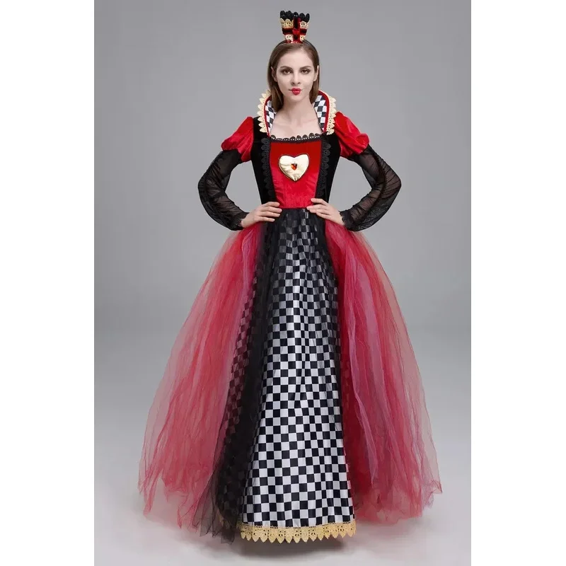 زي ملكة القلوب التنكري زي الملكة الحمراء فستان نسائي أنيق