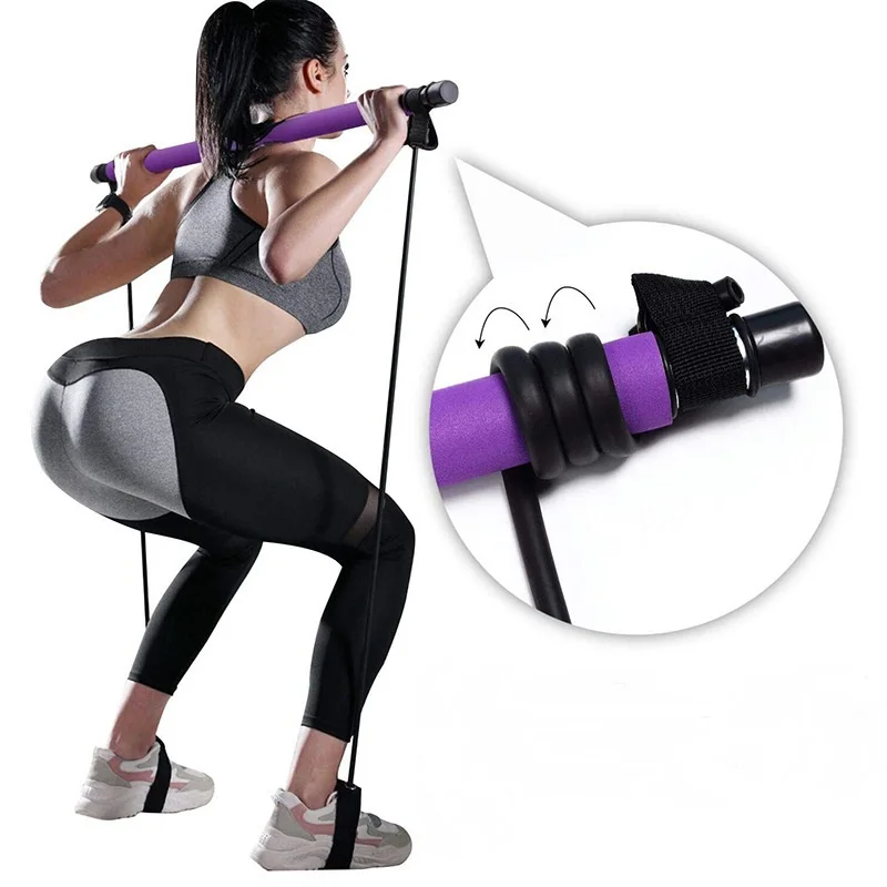 Bastone fitness multifunzionale, attrezzatura per pilates, yoga, allenamento per lo stretch domestico, dispositivo di tensione, corda di tensione