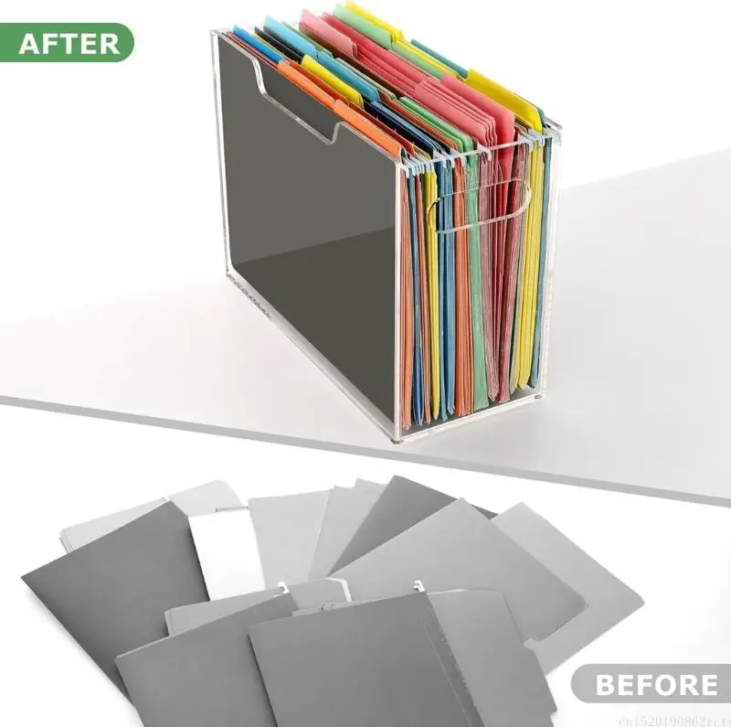D5BB Clear Acrylic File Folder Large Capacity Desktop Folder Organiser Case for Document Paper Management 12.2x5.51x9.84Inch