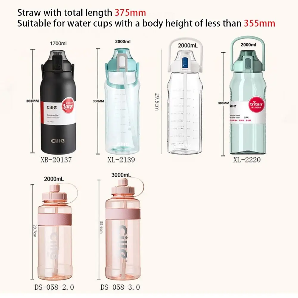 

1Pcs Removable Reusable Cup Straw Silicone Universal Bottle Straw Big Belly Cup Direct Drinking Cup 22-34cm for Cille and Other