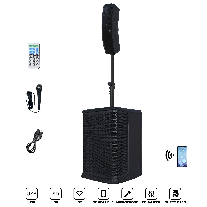 2000W Professional Active Column Speaker PA Speaker 12inch 1.1 Channel DSP Feature