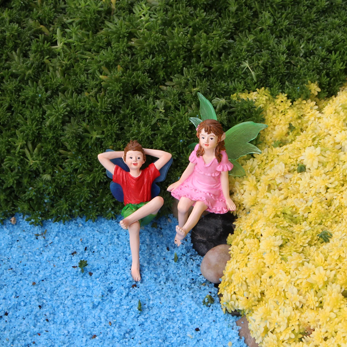 2pcs Couples Looking Up at the Starry Sky Flower Fairy, Valentine\'s Day Gift, Creative Outdoor Garden Bonsai Decoration Ornament