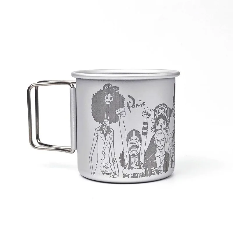 New One Piece Luffy Roronoa Zoro Nami Sanji Cartoon Animation Peripheral Secondary Aluminum Alloy Water Cup Creative Folding Cup view 2