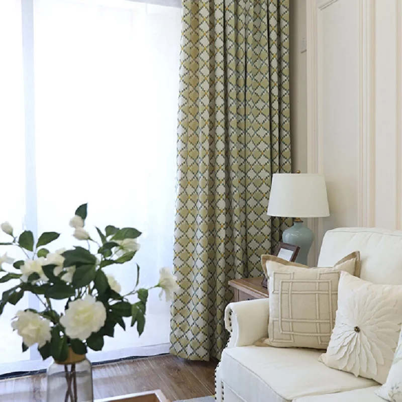 European Jacquard Vintage Shading Cloth Custom Size Luxury Elegant Sheer Curtains for Living Dining Room Bedroom Door Fashion