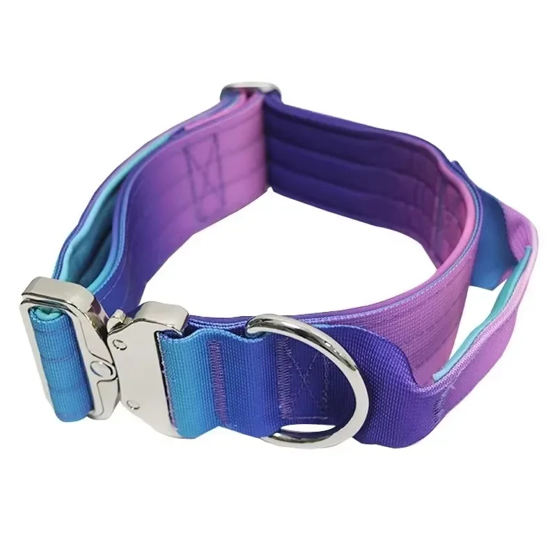 Dog Collar Nylon Gradient Widened 5cm Anti-Strangulation Anti-Explosion Adjustable Dog Collar Outdoor Products Pet Accessories