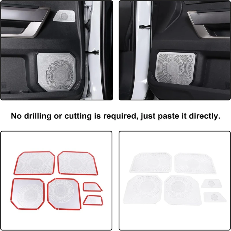 Car Inner Door Speaker Horn Cover Trim Kit For Toyota  Sequoia 2022 2023 Stainless Steel Accessorise image 5