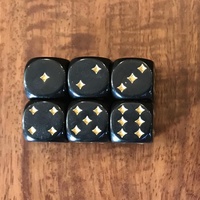 6Pcs/Lot 12mm D6 Dice Black With Star dot for Funny Party Club Pub Board RPG Playing Game Accessory 2 Color s