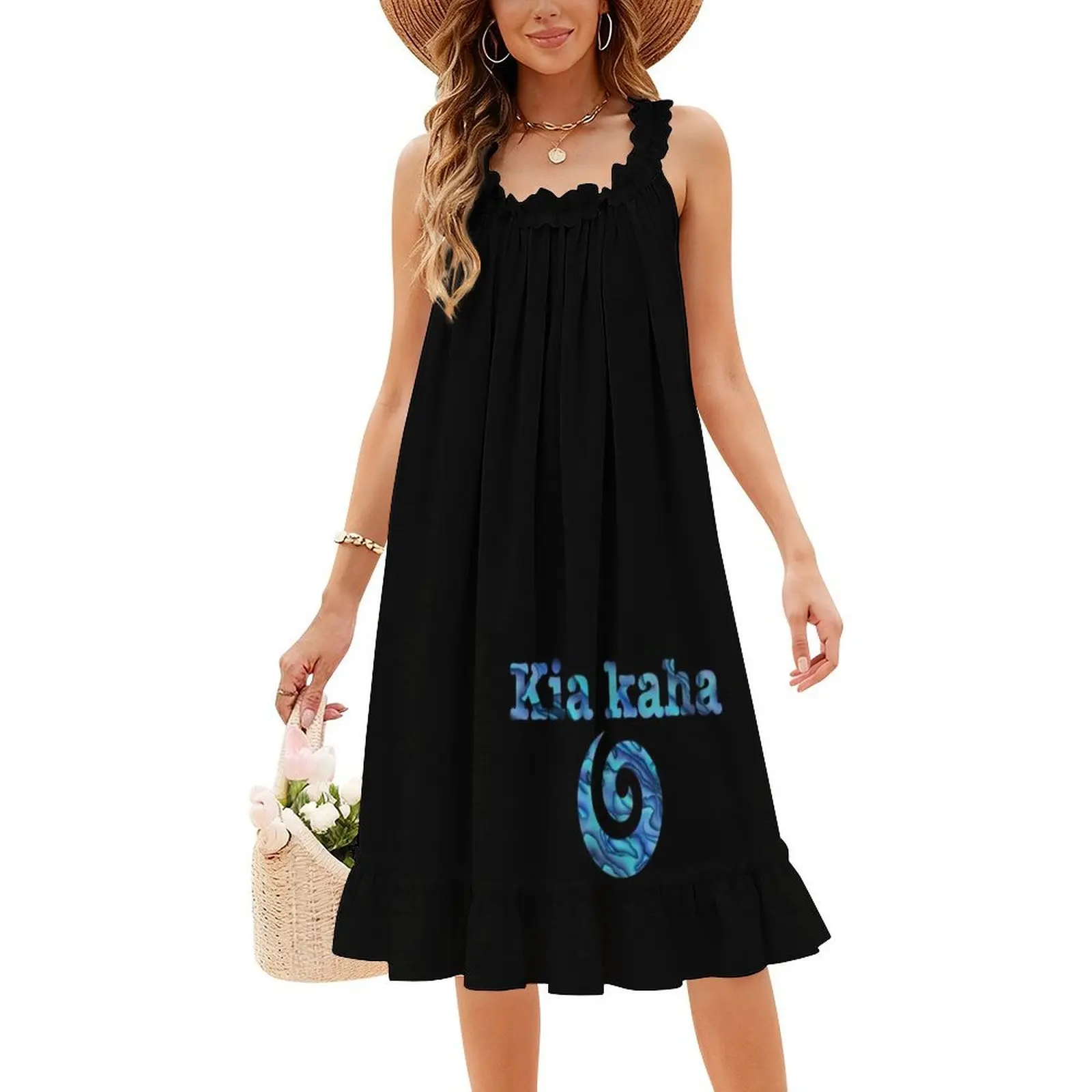 Kaha Koru Sweetheart Neckline Dress Elegant Summer Party Dress For Women Koru Kaha Maori Paua Nz New Zealand Women's Clothing #4