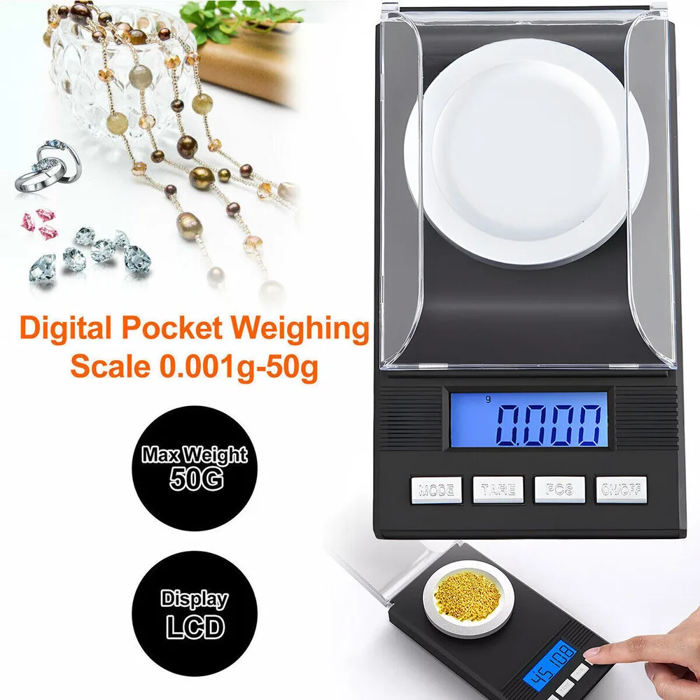 50G/0.001G Precision Pocket Scale Digital Gram Food Jewelry Ounces/Grains Scale with Backlit LCD - Mini Scale for Travel