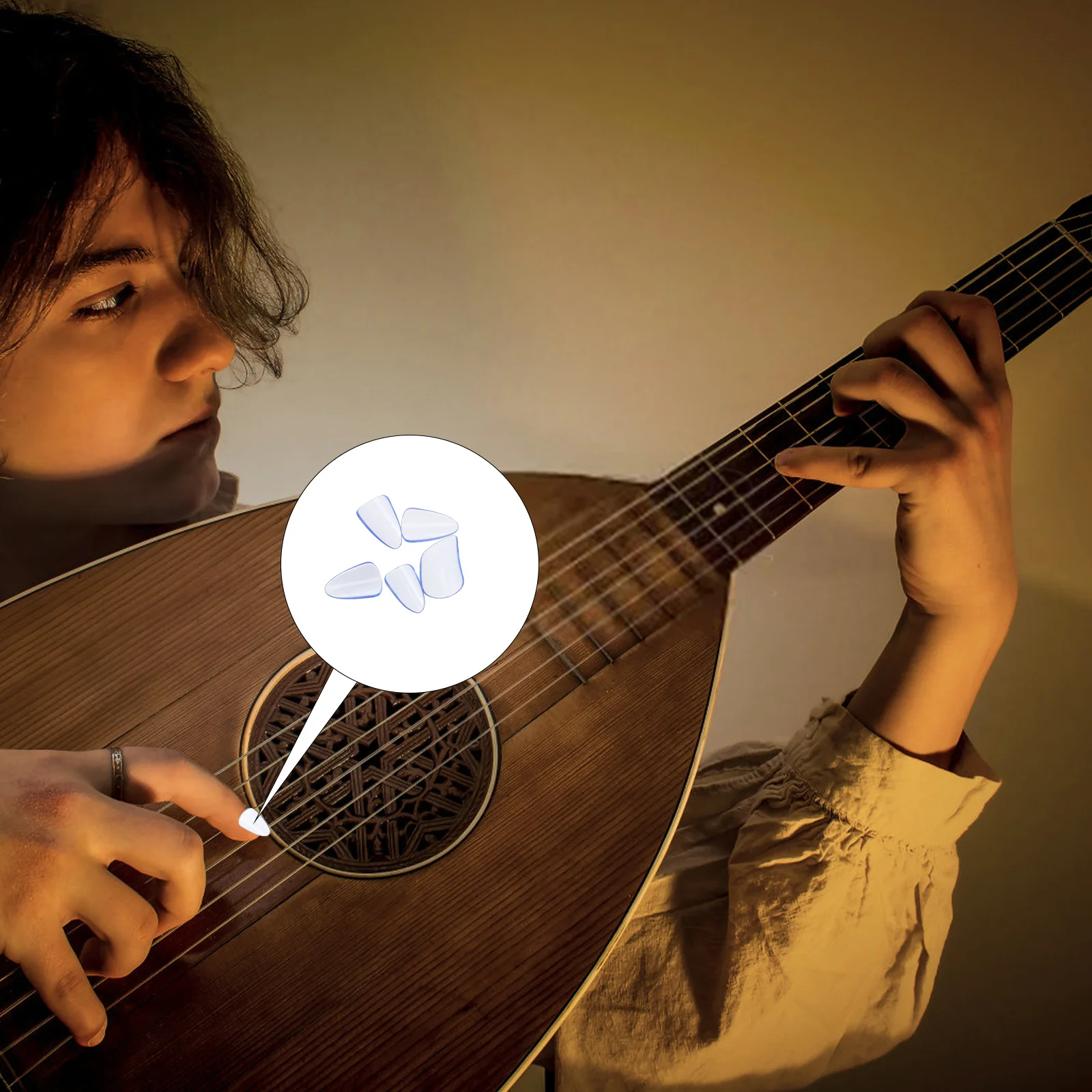 

5pcs Pipa Nails Sky-Blue Premium Pc Material Durable Fingertip Protection Covers For String Instrument Players Guzheng