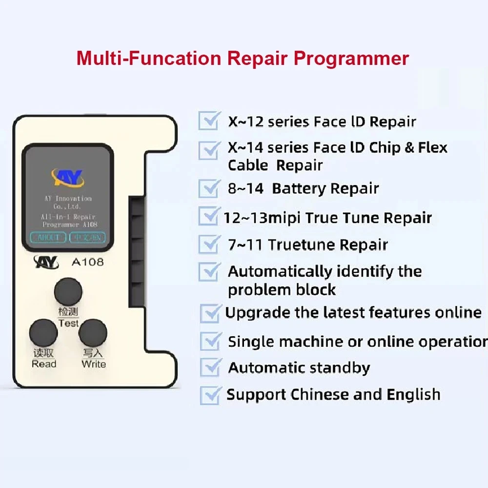 AY A108 Dot Matrix Recovery Programmer Flex Cable No Soldering For iPhone Xs 11 12 13 14 Pro Max Battery TrueTone FaceID Repair