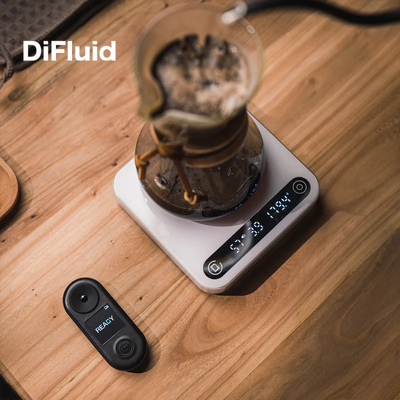 DiFluid BCS Brix Refractometer Ti White Digital Coffee Scale Set TDS Tester Brewing Scale for Roastery Training Academy