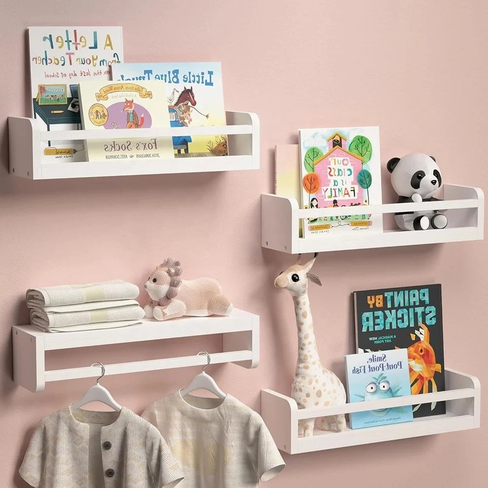 Baby Floating Book Shelf Wood Montessori Wall Mounted Children Kids Bookshelf