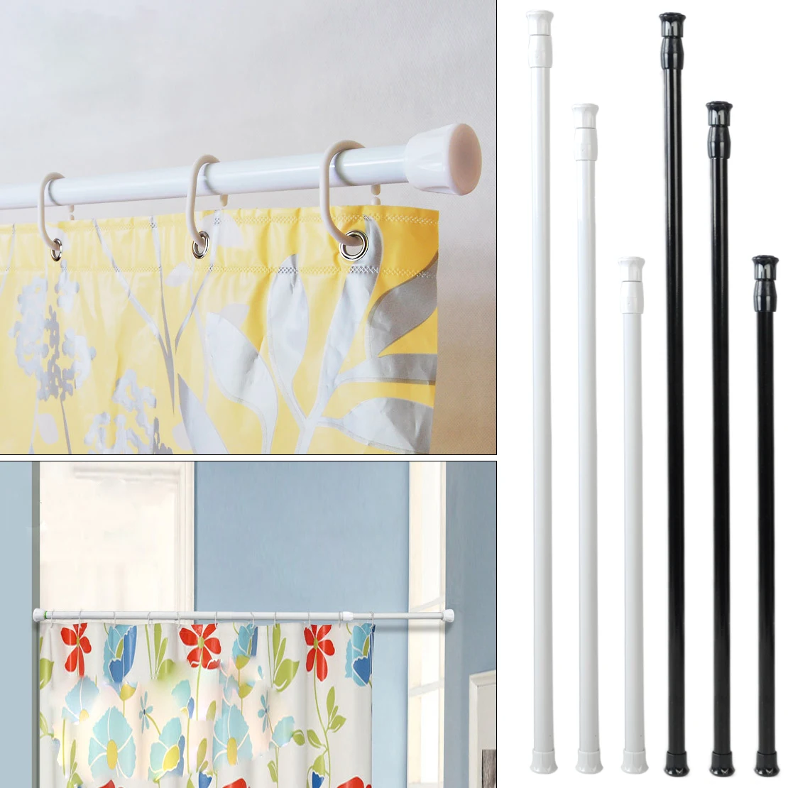 Extendable Adjustable 30-50cm Spring Loaded Tension Rod Rail Pole Hanger Telescopic Curtain Shower Bathroom Window Products