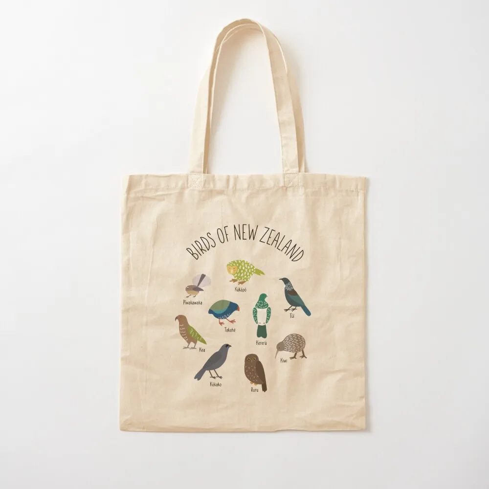 

Birds Of New Zealand - Kiwi, Kakapo, Tui, Fanatail, Kaka, Kea Tote Bag tote bag female bag Canvas Tote