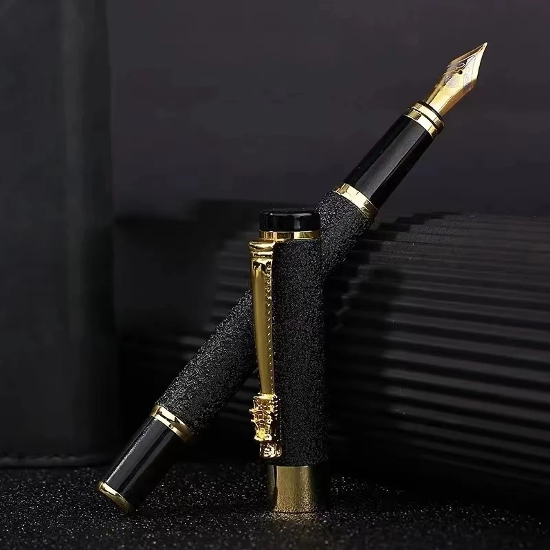 1PCS Engraving Custom Dragon Pen Luxury Office Supply School Kit Fountain Ink High Quality Personalized Black Metal Gift Set