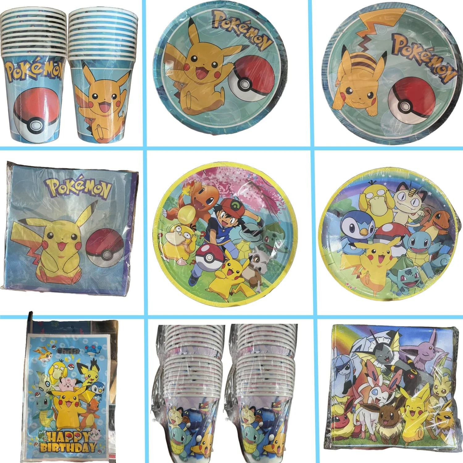 

Pokemon Birthday Party Decor Tableware Pokemon Birthday Plates and Glasses Tablecloth Napkin Baby Shower Pikachu Party Favors