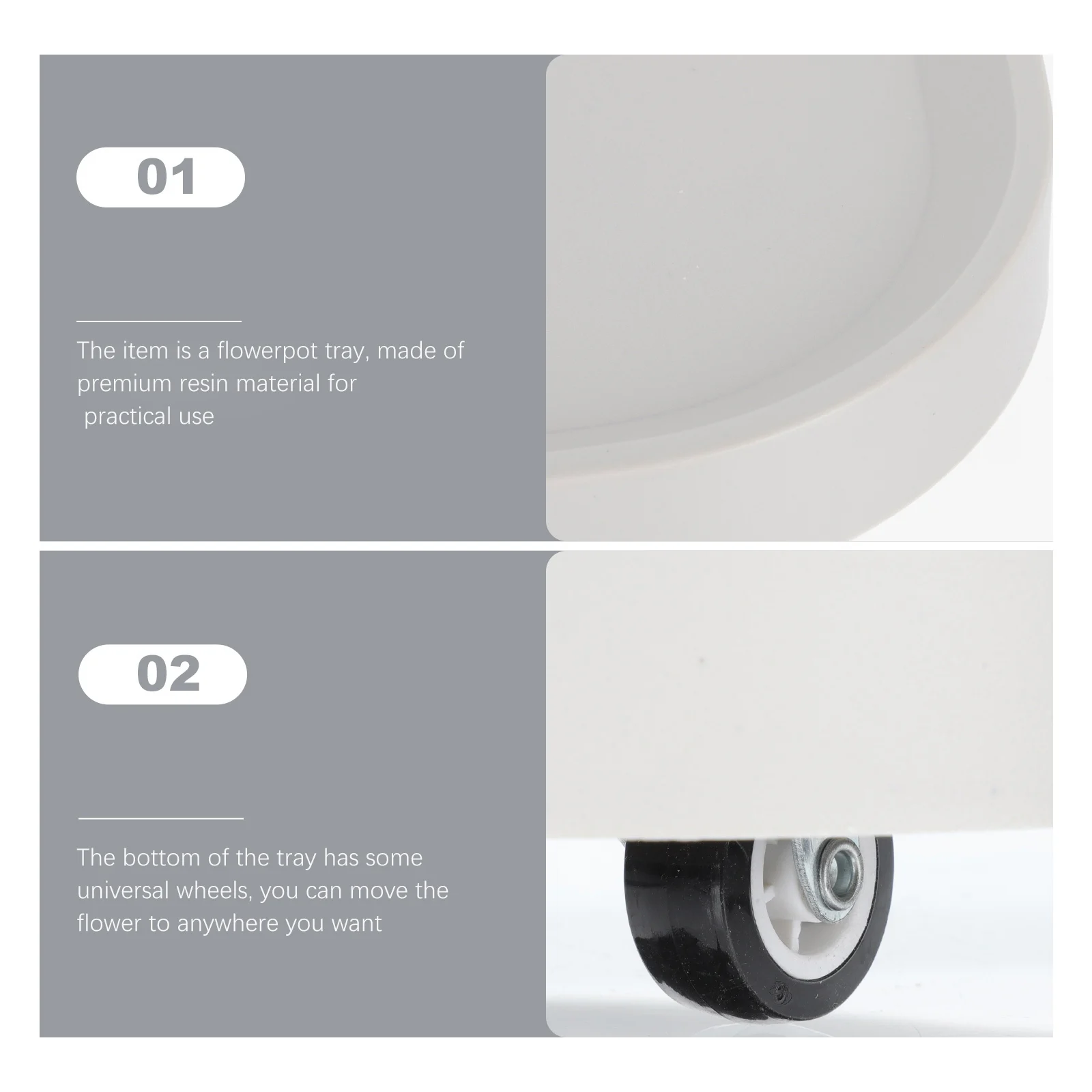 

1pc Flowerpot Base Tray With Hidden Wheels Movable Storage Tray For Indoor Outdoor Plant Pot Holder Resin Planter Stand Home