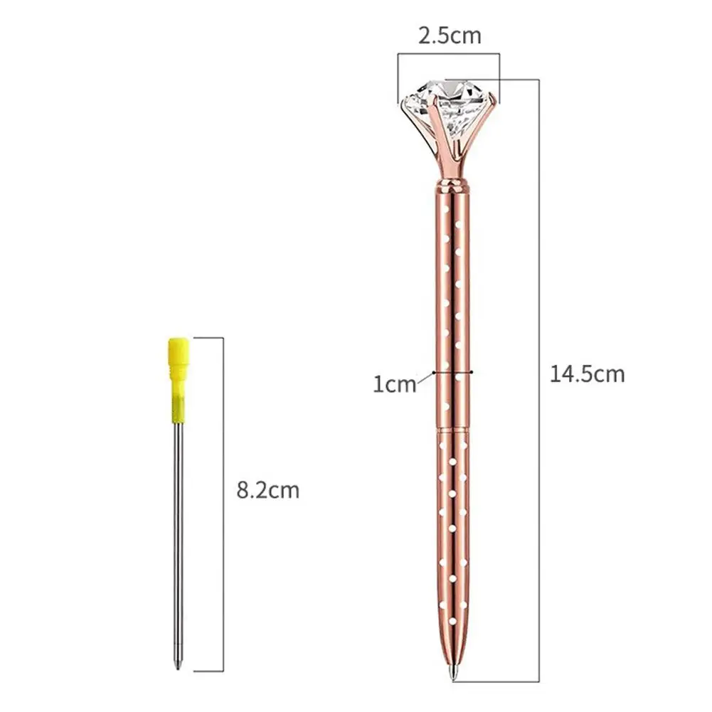 Bolígrafo grande de cristal de diamante, papelería para estudiantes, oficina, regalos de negocios, punta de Metal de 1,0mm, bolígrafo de diamantes