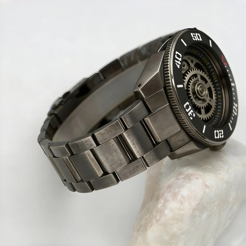 Gun Grey Colour King Samurai Watch Case Fits NH34 NH35 NH36 Japan Automatic 200M Waterproof King Samurai Series SRPE33K1