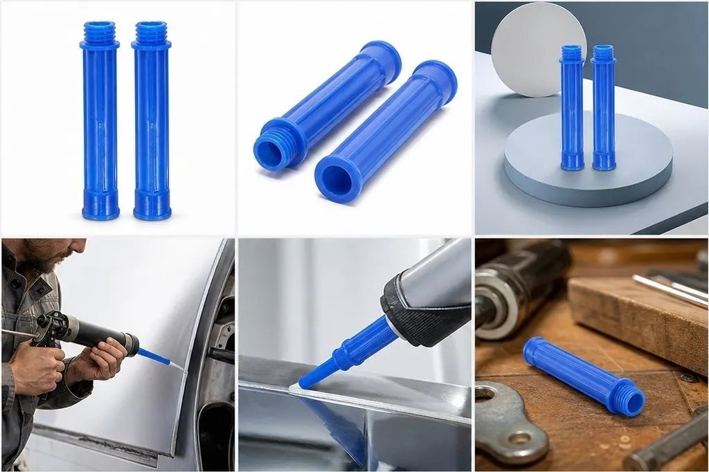 Plastic Caulking Nozzle Adapter Converts Internal to External Threads Extra Long Caulk Extension Nozzle for Glass Metal Plastic