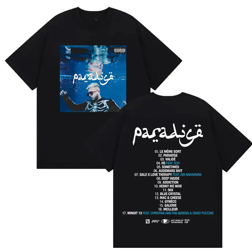 مغني الراب هامزا جولة 2025 غلاف الألبوم تي شيرت رجالي الهيب هوب القوطية قصيرة الأكمام تي شيرت موضة عالية الجودة المحملة #1