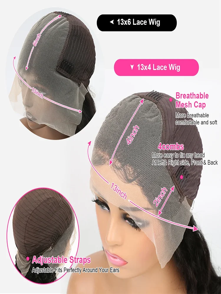 13x4 HD Straight Transparent Lace Frontal Wigs 200% Bone Straight 13x6 Lace Frontal Wig Remy Human Hair For Women Can Be Curly #6