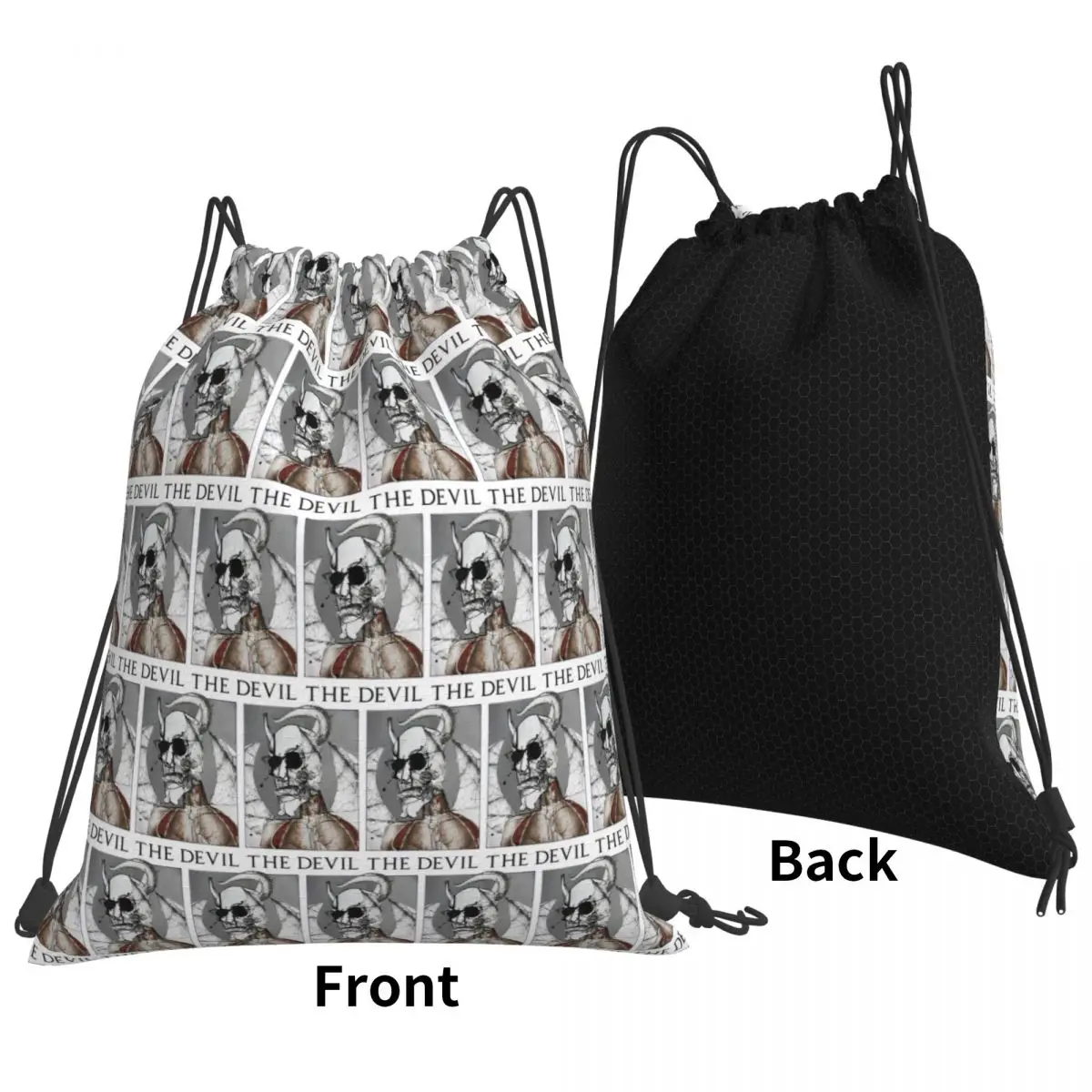The Devil Tarot Backpacks Fashion Drawstring Bundle Pocket Sports Bag Book Bags for Man Woman Students