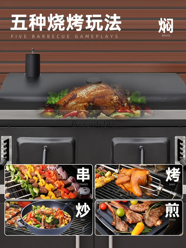 02*Barbecue Grill Household Barbecue  Outdoor Stew  Charcoal American Barbecue Villa Grill