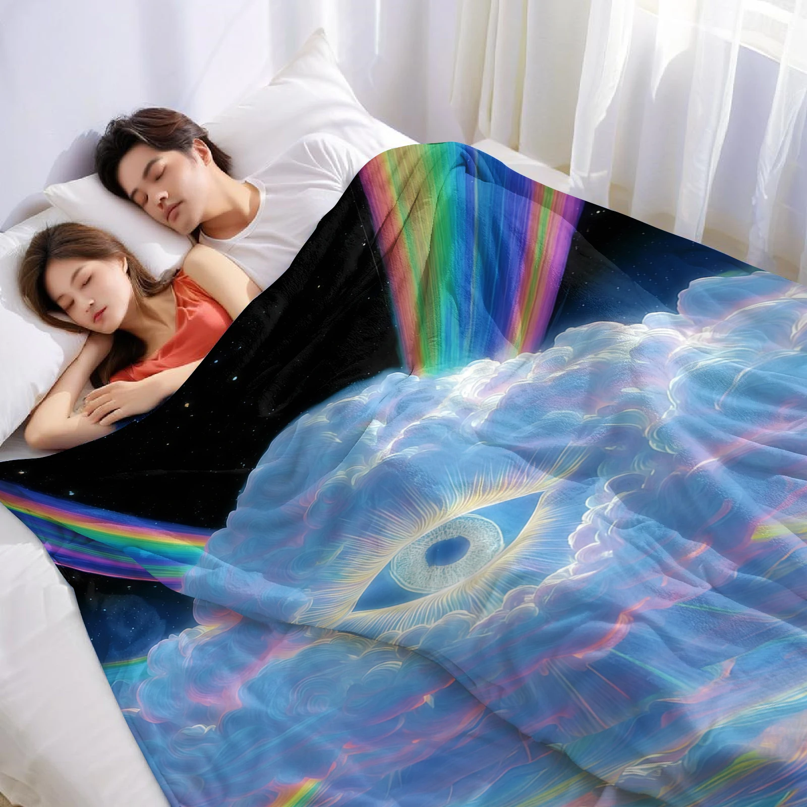 Cosmic All Seeing Eye Ultra Soft Sherpa Fleece Blanket Fluffy Warm Thick Throw for Sofa Bedroom Couch Holiday Home Decor Gift