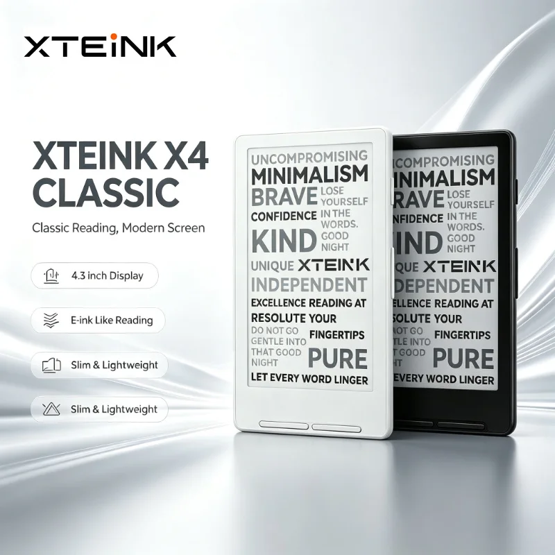 XTEINK X4 Classic E-ink Screen E-Book Reader 4.3 Inch 220ppi 16G Ultra-Thin Magnetic Portable E-paper Reader Study Novel Gifts