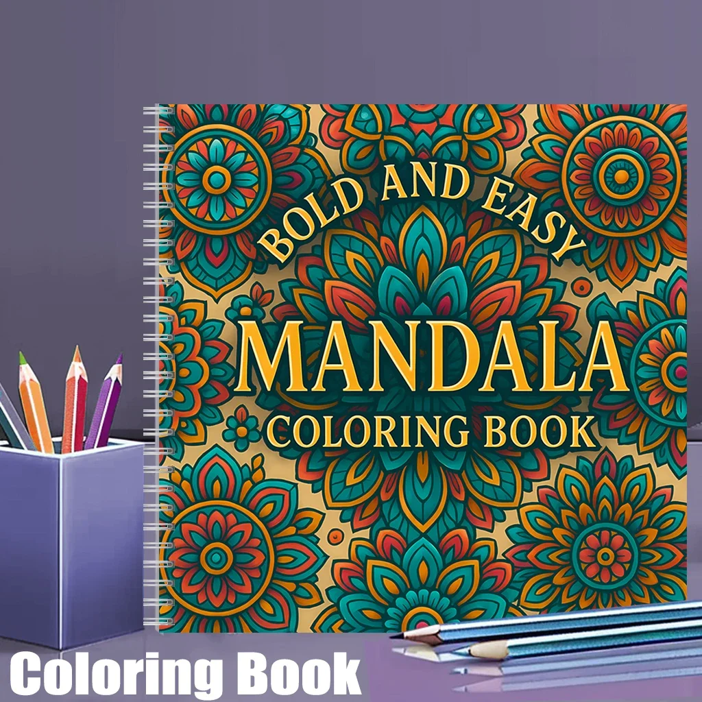 

Простая книга-раскраска с мандалами для взрослых, подарок на день рождения, принадлежности для школы, милая книга для рисования для взрослых
