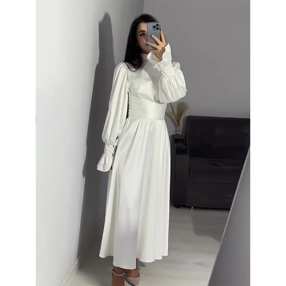 Frühling Eid Muslimischen Kleid Frauen Abaya Slim Fit Blütenblatt Hülse Satin Marokko Party Kleider Ramadan Islam Dubai Arabischen Lange Robe 2024