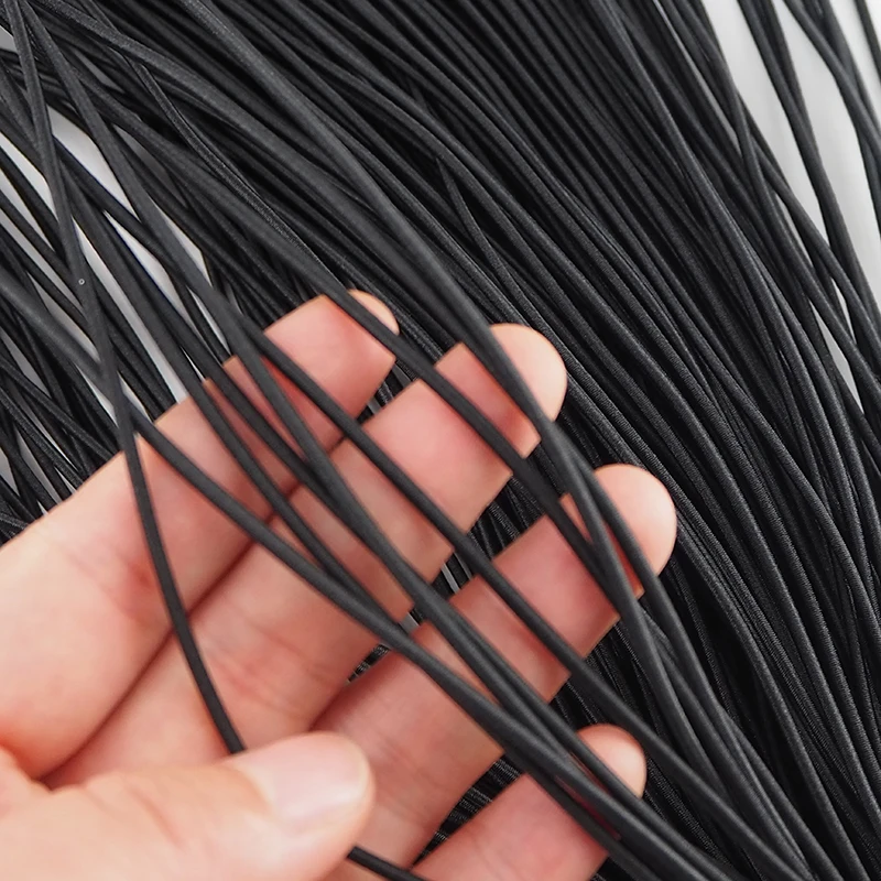 شريط مطاطي مستدير أسود بطول 100 متر، شريط مطاطي عالي المرونة لصنع قاعدة شعر مستعار على شكل ذيل حصان