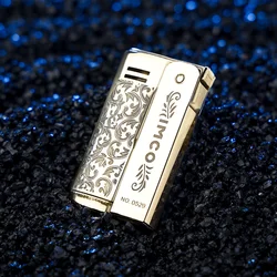 IMCO6800 Deep Carved Brass Kerosene Lighter Carved Windproof Pure Copper Creative Personalized Old-fashioned Grinding Wheel