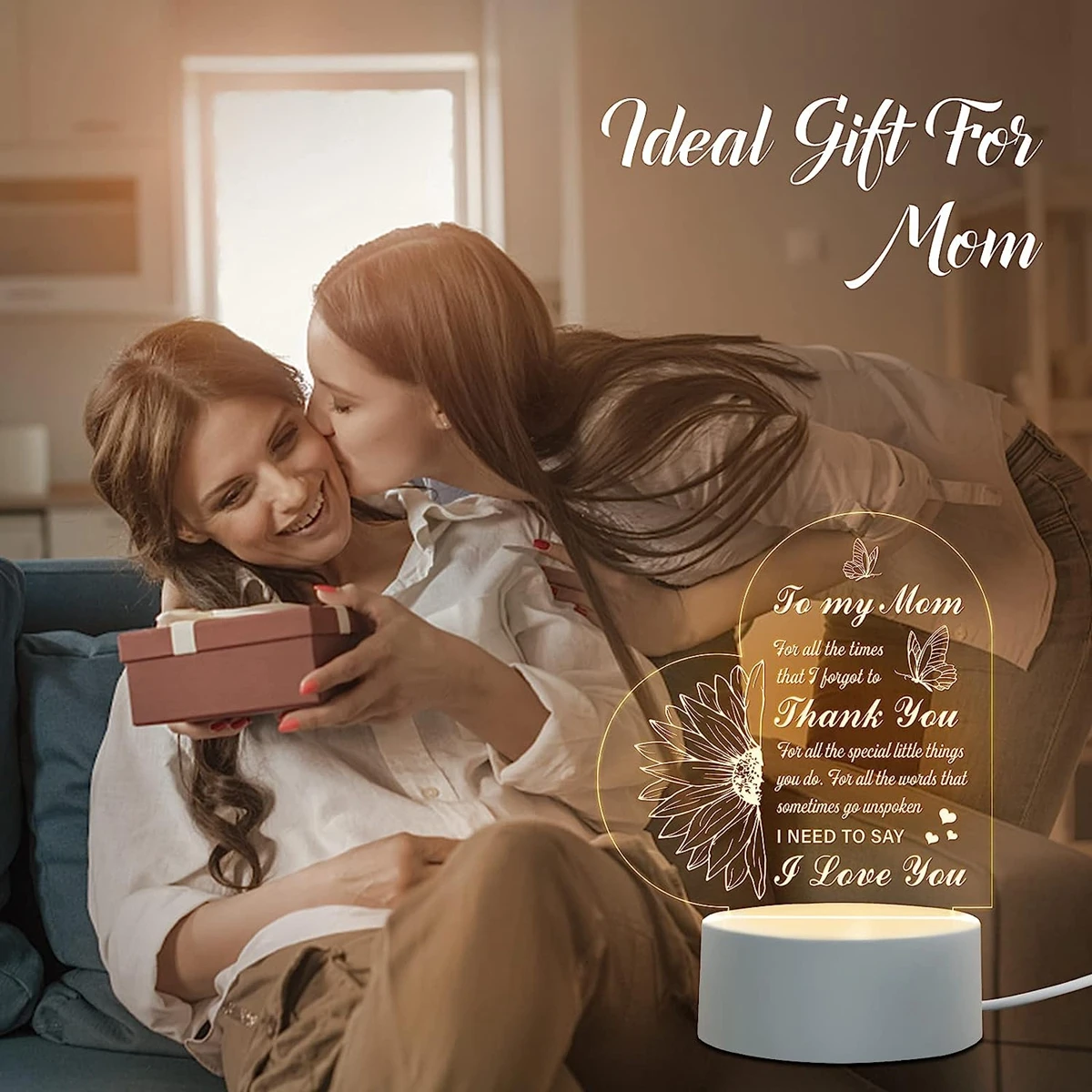 3D LED Home Decoração Light, Hot Room Nightlight, Para minha mãe