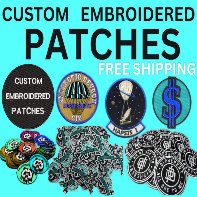 Custom Your Embroidery Patches Badges Iron On Clothes Personalized Own Design Logo Sew On Pvc Chenille Woven Patches For Caps