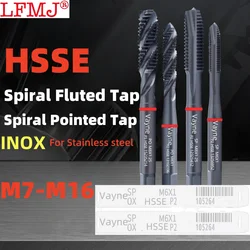 1pcs M35-HSSE INOX Metric Spiral Fluted Tap M7M8M9M10M11M12M14M16 Spiral Pointed Tap Machine With Red Ring For Stainless steel