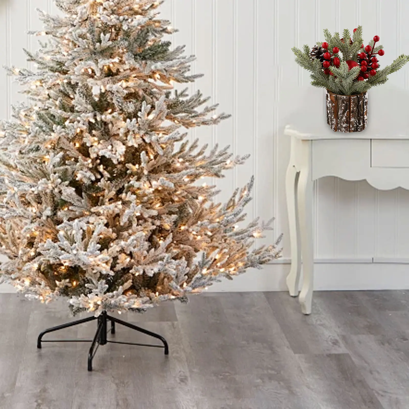 Artificial Christmas Tree Flocked Christmas Tree For Festive Season Christmas Decoration Damage-resistant Festive Ambiance