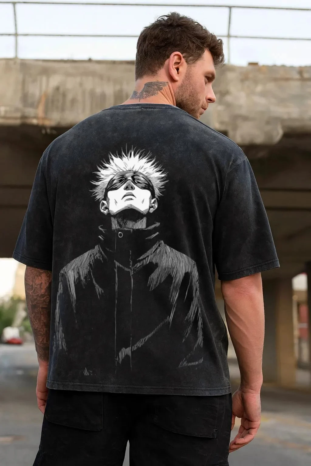 

Jujutsu Kaisen Аниме Acid Washed Oversize Футболка Satoru Gojo Аниме Футболка Подарок для него Графика с коротким рукавом Мужчины Женщины Всесезонная