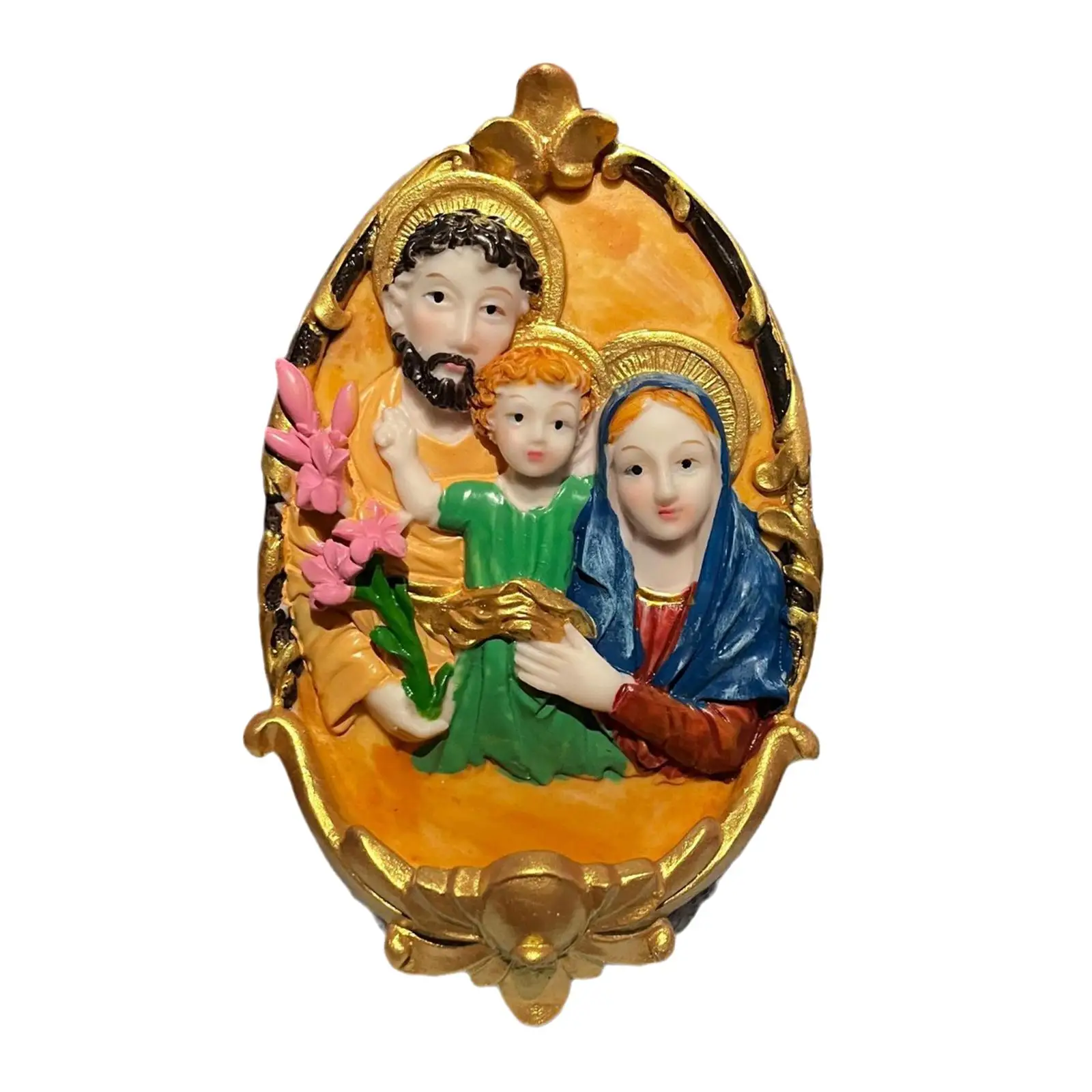 Religious Figure Statue Handpainted Holy Family for Desktop Livingroom Shelf