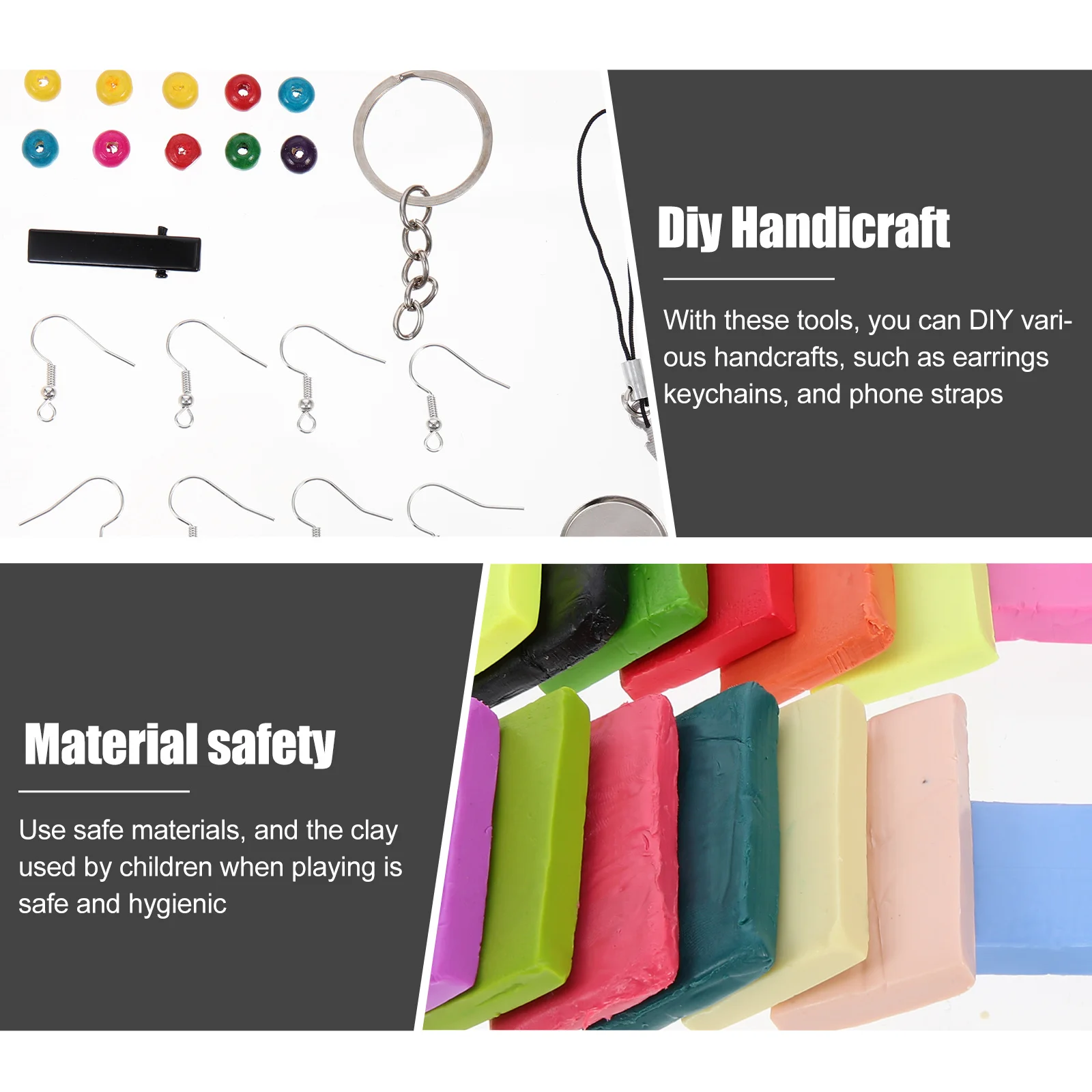 

1 set 1 Set Sculpting Tools Kit For Kids Diy Craft Safe Polymer Clay Modeling Set, Earring Keychain Phone Strap Making Supplies,