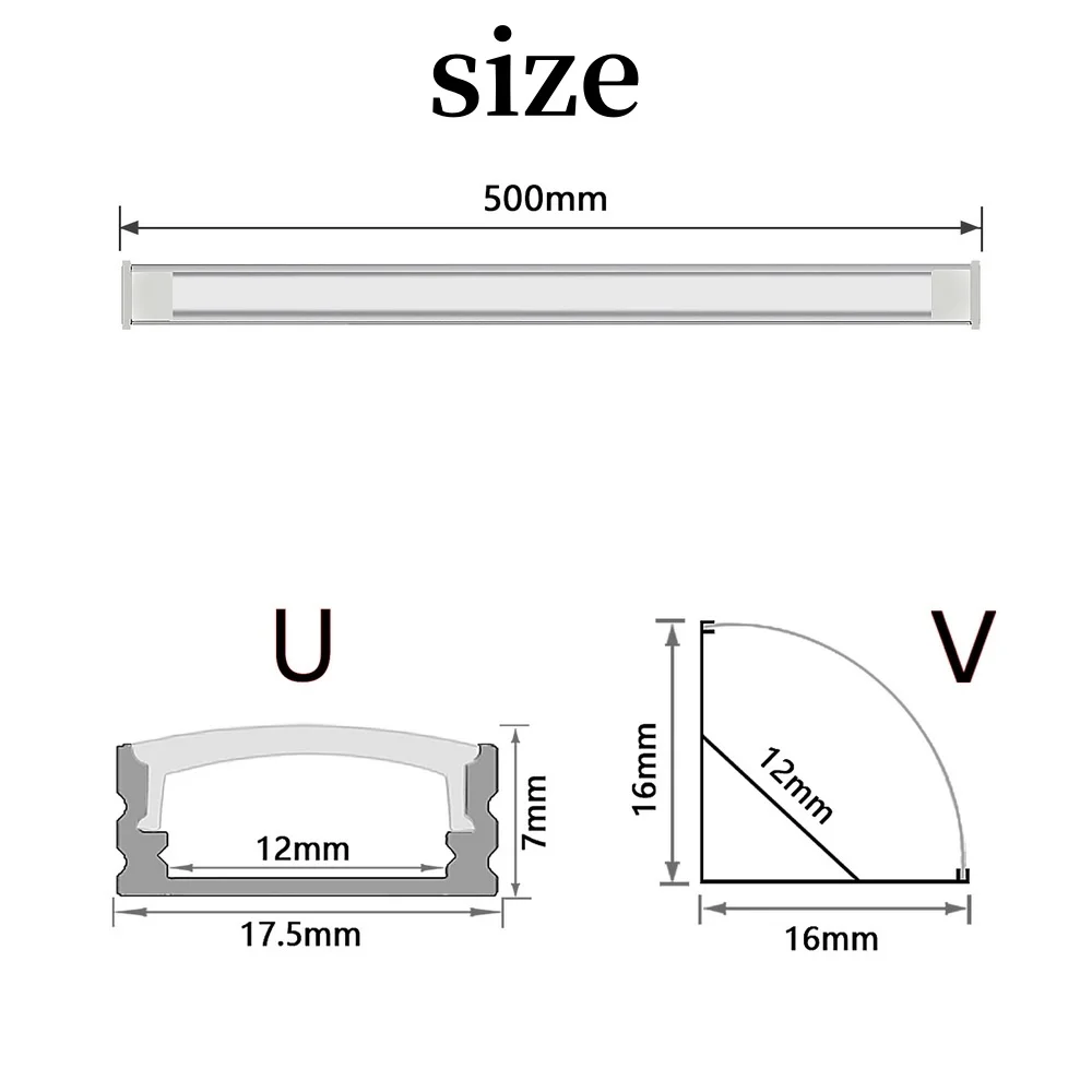 1-30 sztuk/partia 0.5 m/sztuk profil aluminiowy Led typu V do 5050 5630 mleczna/czarna osłona LED kanałowa szafka do szafy listew