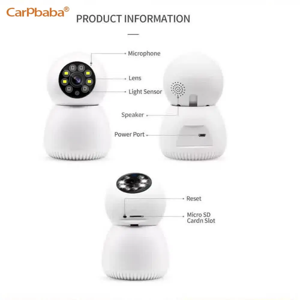 Carpbaba WIFI Camera Smart Home Surveillance Camera Tracking Security Protection Camera WiFi Wireless Security-Protection