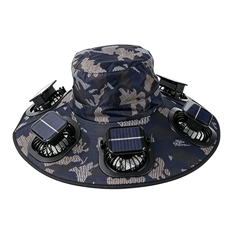 Six Fan Solar Hat with a Broad Shade for Outdoor Day Use