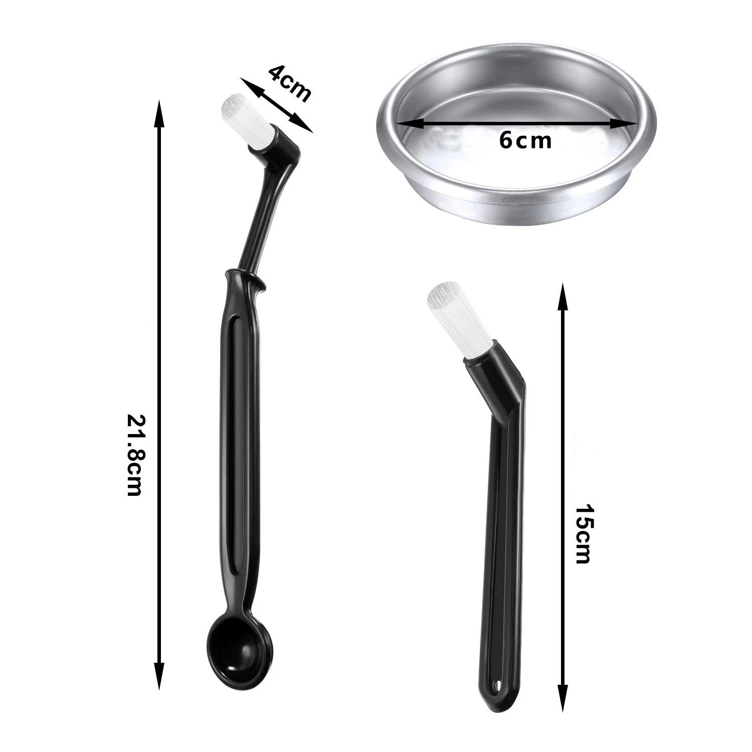 4 шт. Щетка для кофемашины с ложкой и 1 шт. 58 мм, вставка из нержавеющей стали с обратной промывкой, металлический слепой фильтр и 2 шт. кофе G