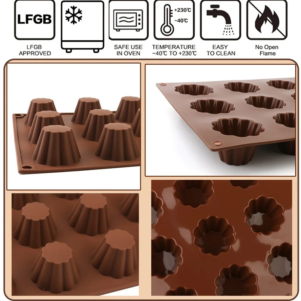 1 X 15-Cavity Silicone Cake Mold, Small Size, Suitable for Making Chocolate Mini Cakes, Fruit Puddings, Etc - view 5